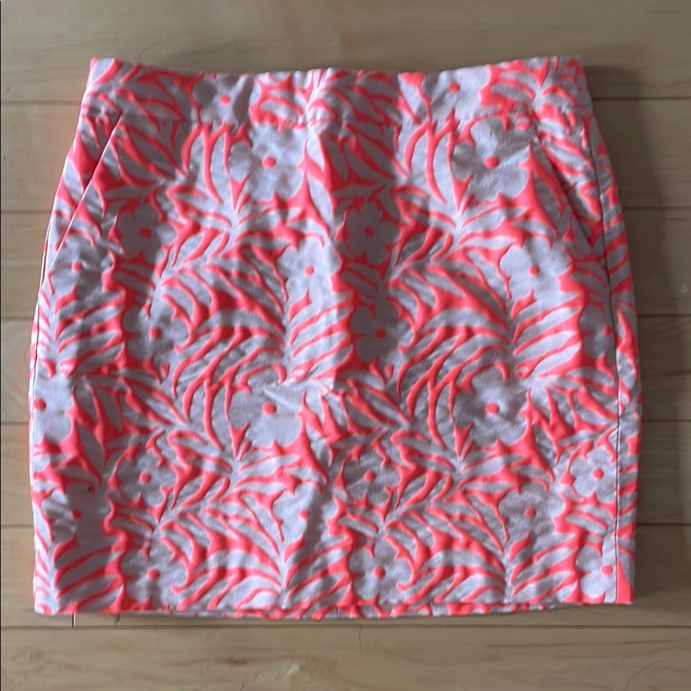 J Crew Floral Patterned Mini Skirt in Neon Pink and Cream